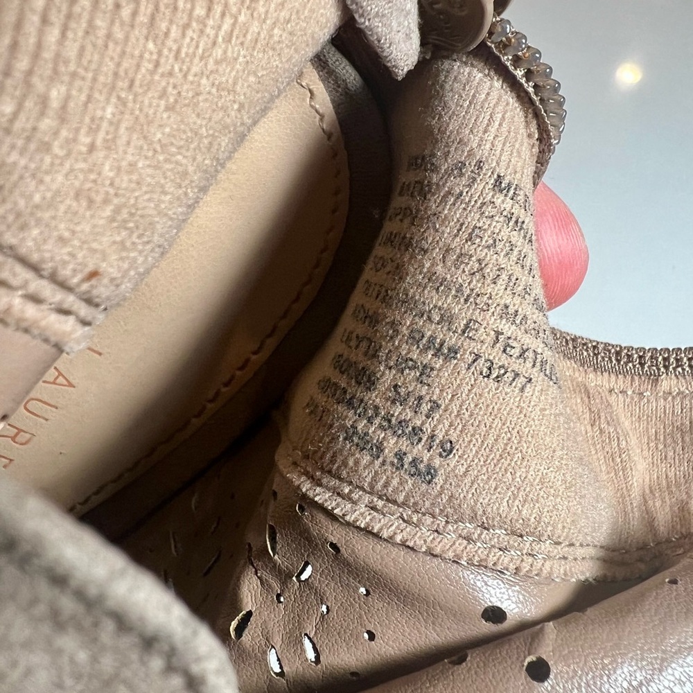 Lauren Conrad Peep-Toe Ankle Boots 4 Inch Heel Beige Laser Cut Tan - Picture 6 of 7